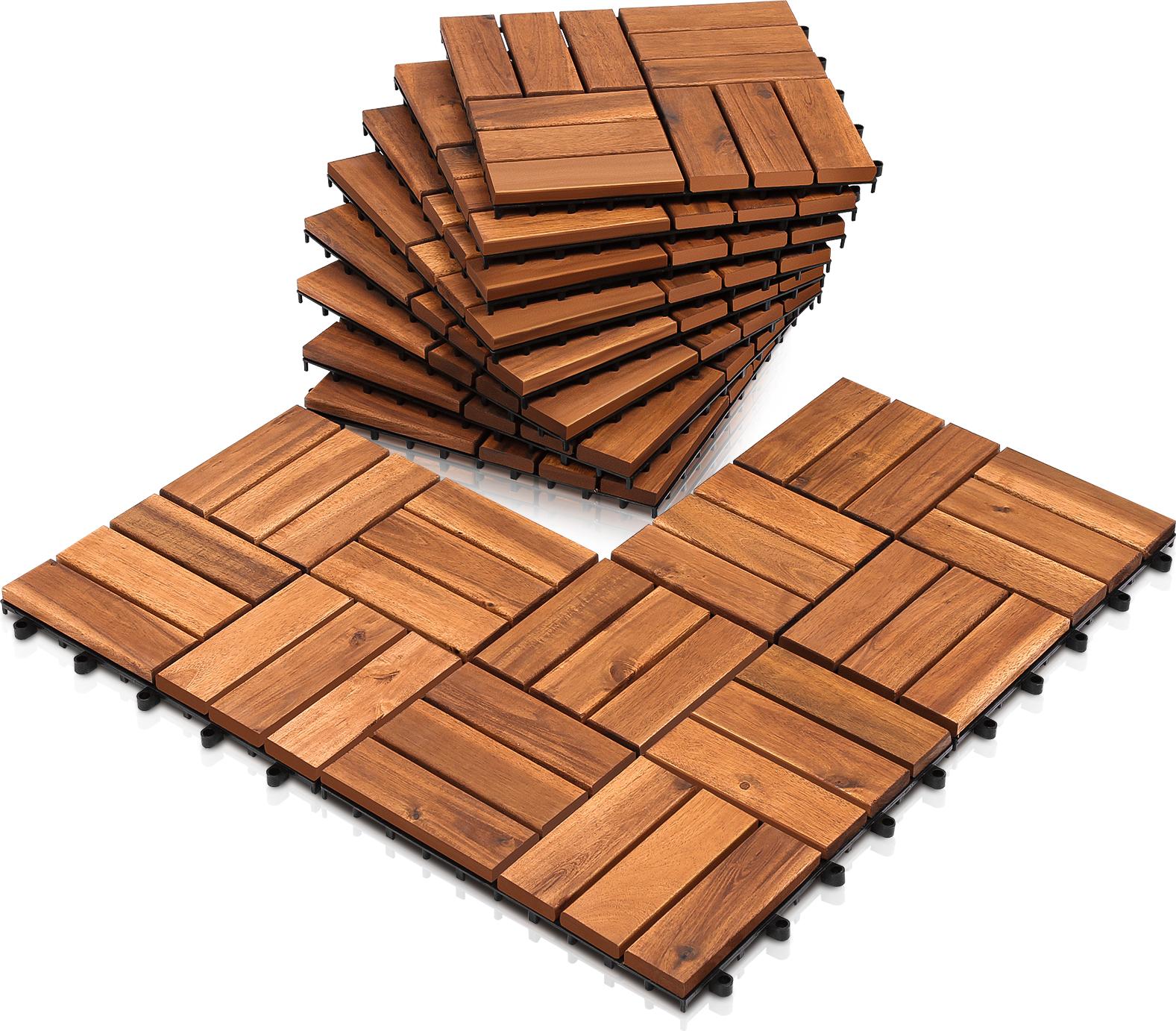 Eikuavons 8m² Akazienholz Terrassenmodul Set 30x30cm wenig Reinigungsaufwand für Außenbereiche RL-HG10838-8-ST