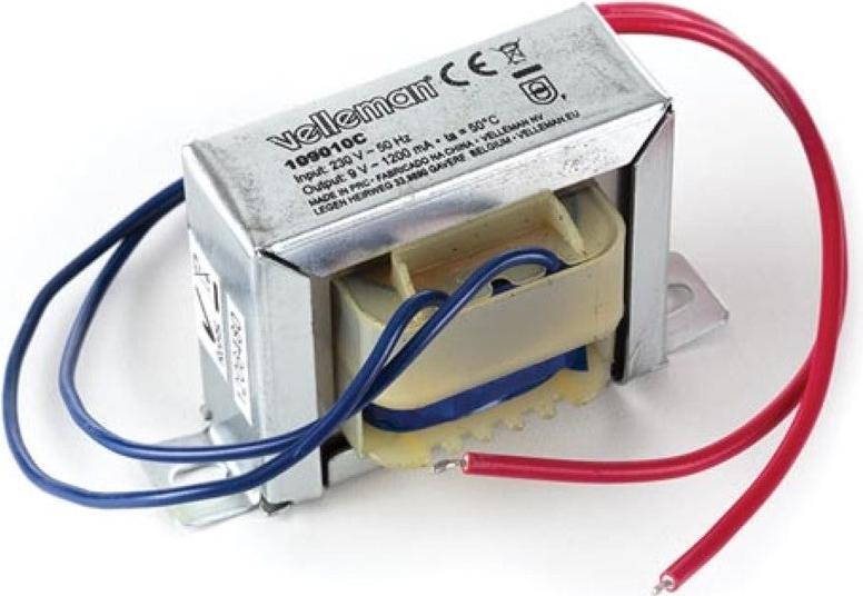 Velleman - 109010C - Transformator, offene Bauart 10.8 VA 1 x 9 V 1200 mA max.