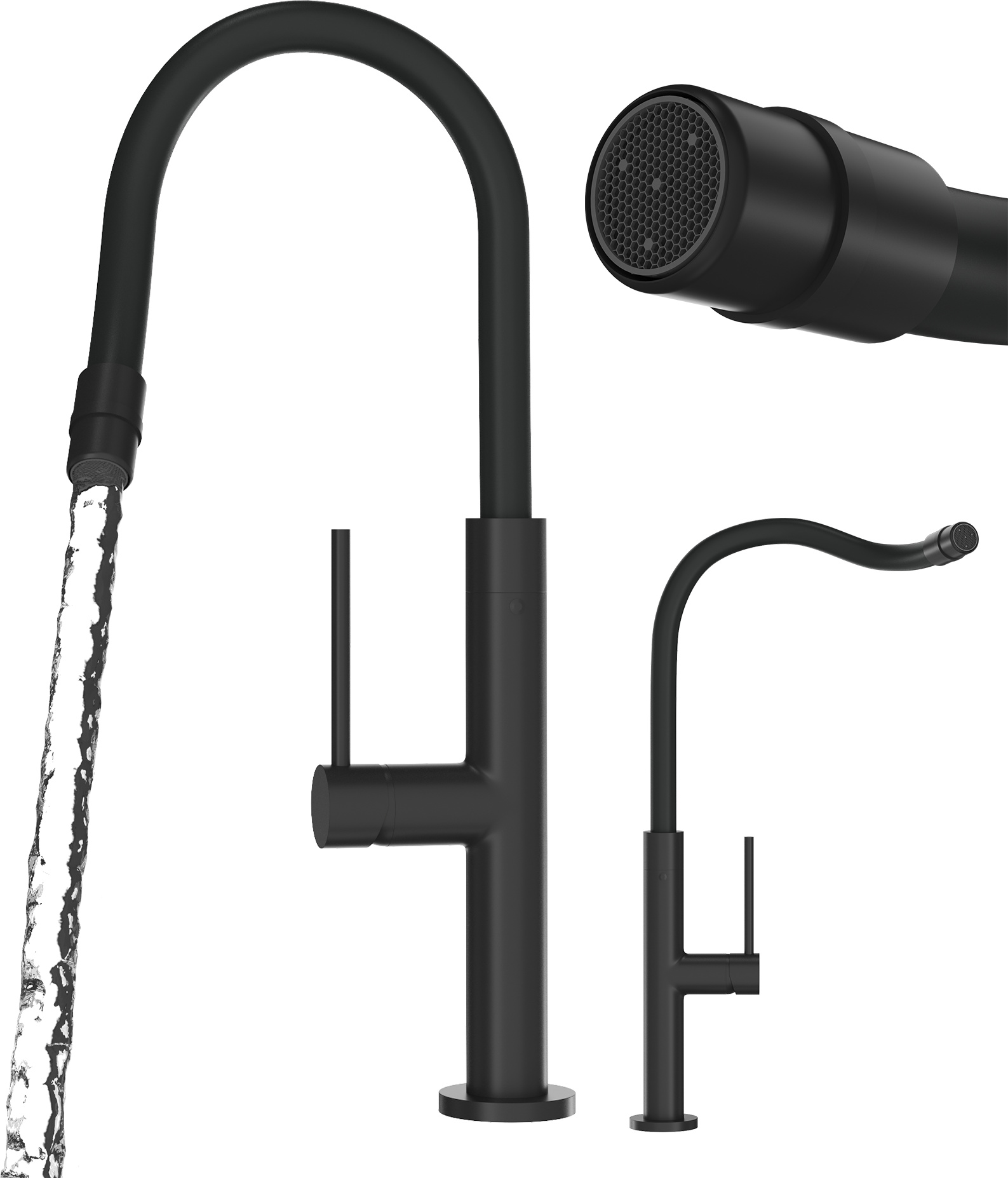Küchenarmatur mit flexiblem Auslauf Schwarz Oti Spültischarmatur