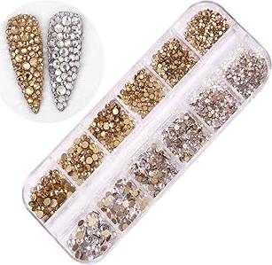 Akhan Nagel Art Strassstein,1440 Stück Nail Art Strass 3D Nagel Kunst Strasssteine für Nägel DIY Strass Kristall Diamant Telefon Nail Art Dekoration(I) 174800786