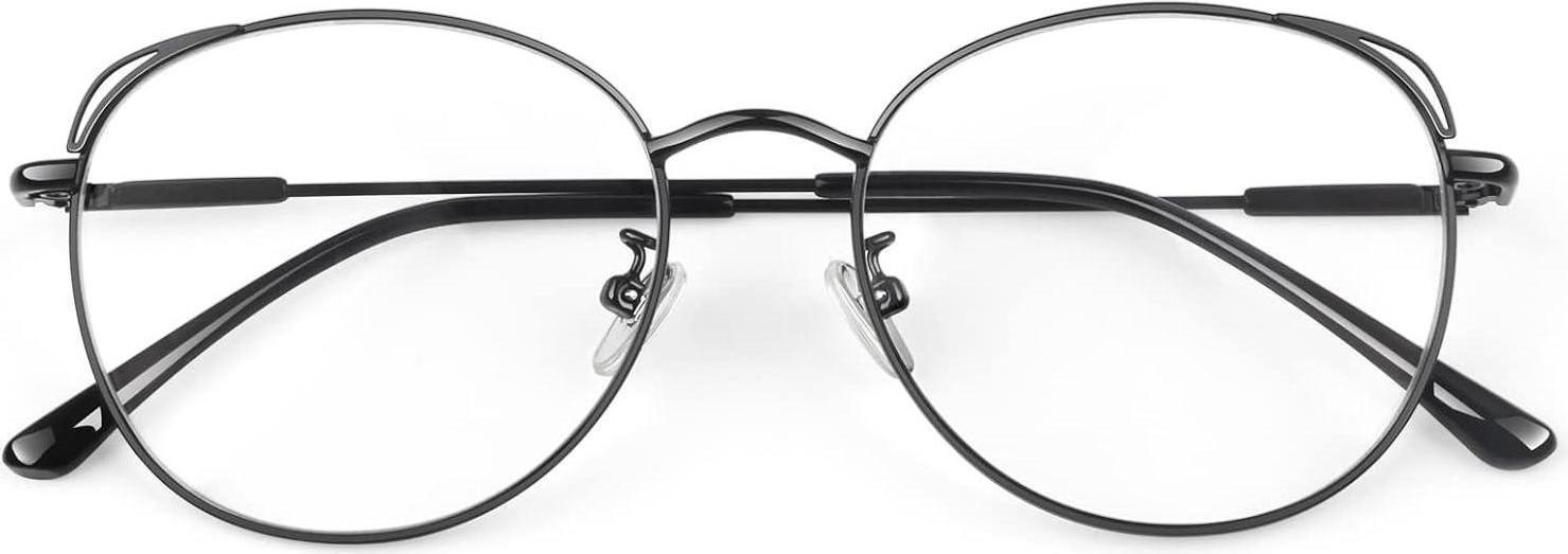 Sonstige LINVO Damen Brille Metallgestell Vintage Katzenauge - Transparente Linse