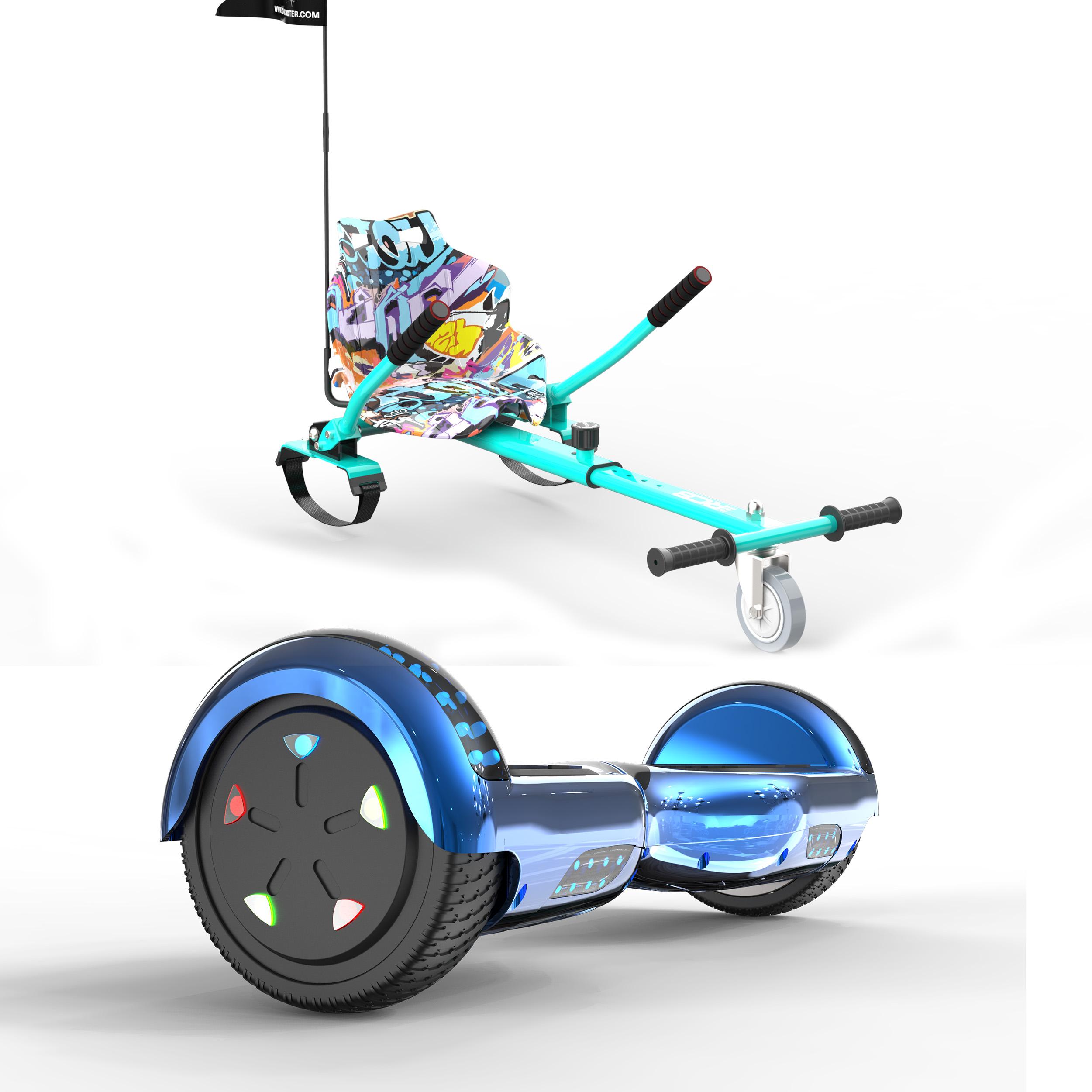 RCB 6,5" Hoverboard ,Hoverboard Kinder mit Go-Kart,Offroad-Hoverboards mit Bluetooth LED Geschenk für Kinder Erwachsene JD5