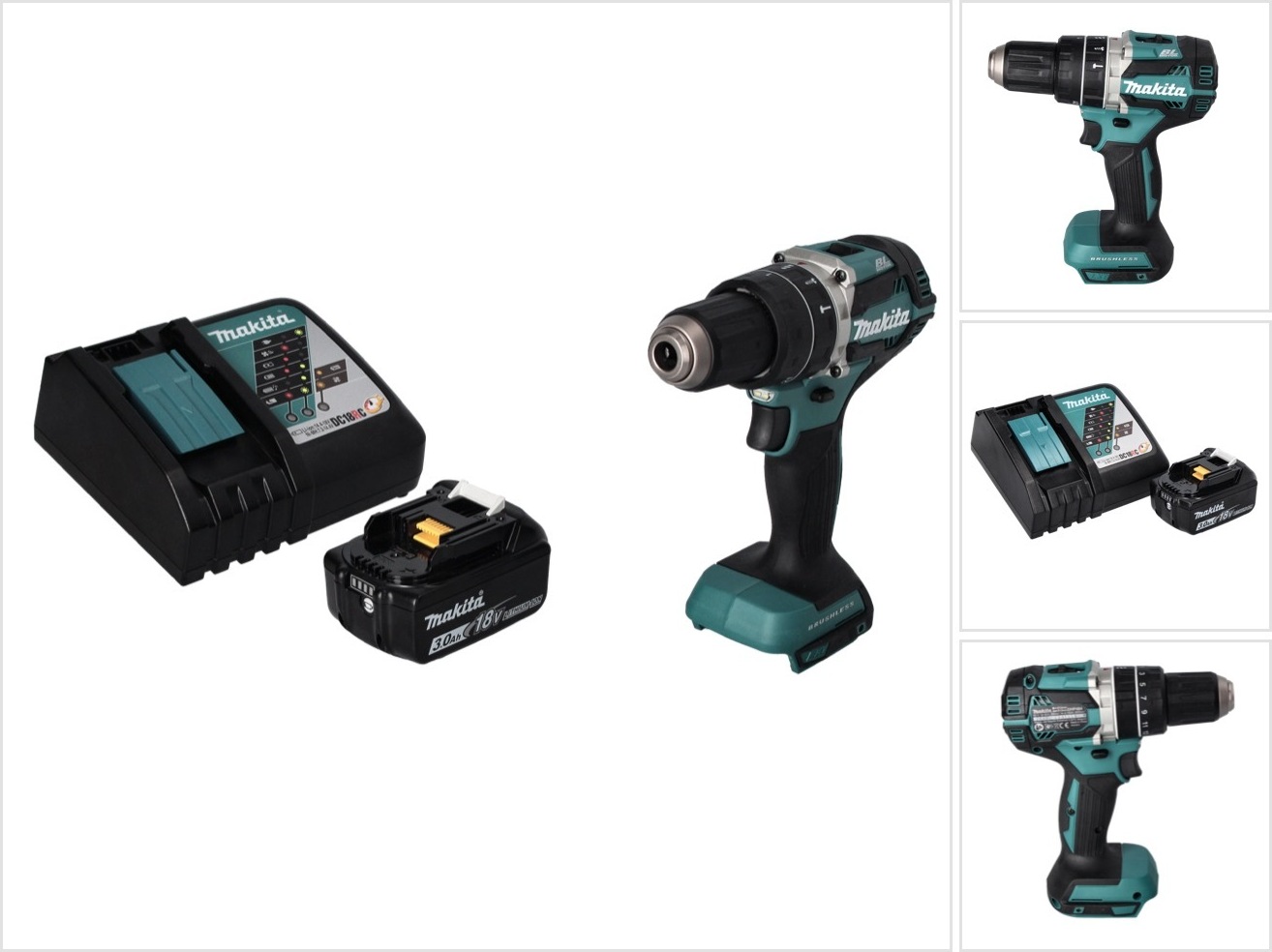 Akumulátorová príklepová vŕtačka Makita DHP 484 RF1 18 V 54 Nm bez kefiek + 1x akumulátor 3,0 Ah + nabíjačka