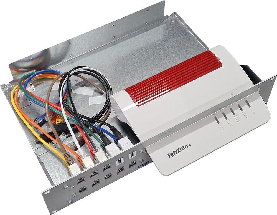 WANTEC Aufrüstsatz 19" 2HE für FritzBox 7590 AX V2 2093