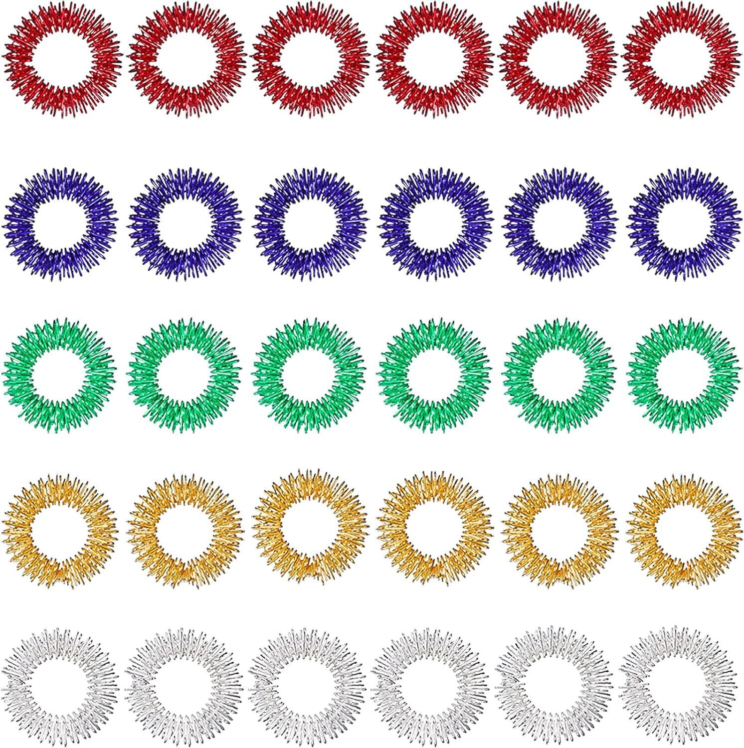 Zimtky 30 Stücke Stachelige Sensorische Finger Ringe, Stacheliger Finger Ring/Akupressur Ring Set für Jugendliche, Erwachsene, Still Stress Reduzierstück und Massagegerät ZYQ-20240805-KA4TZ4