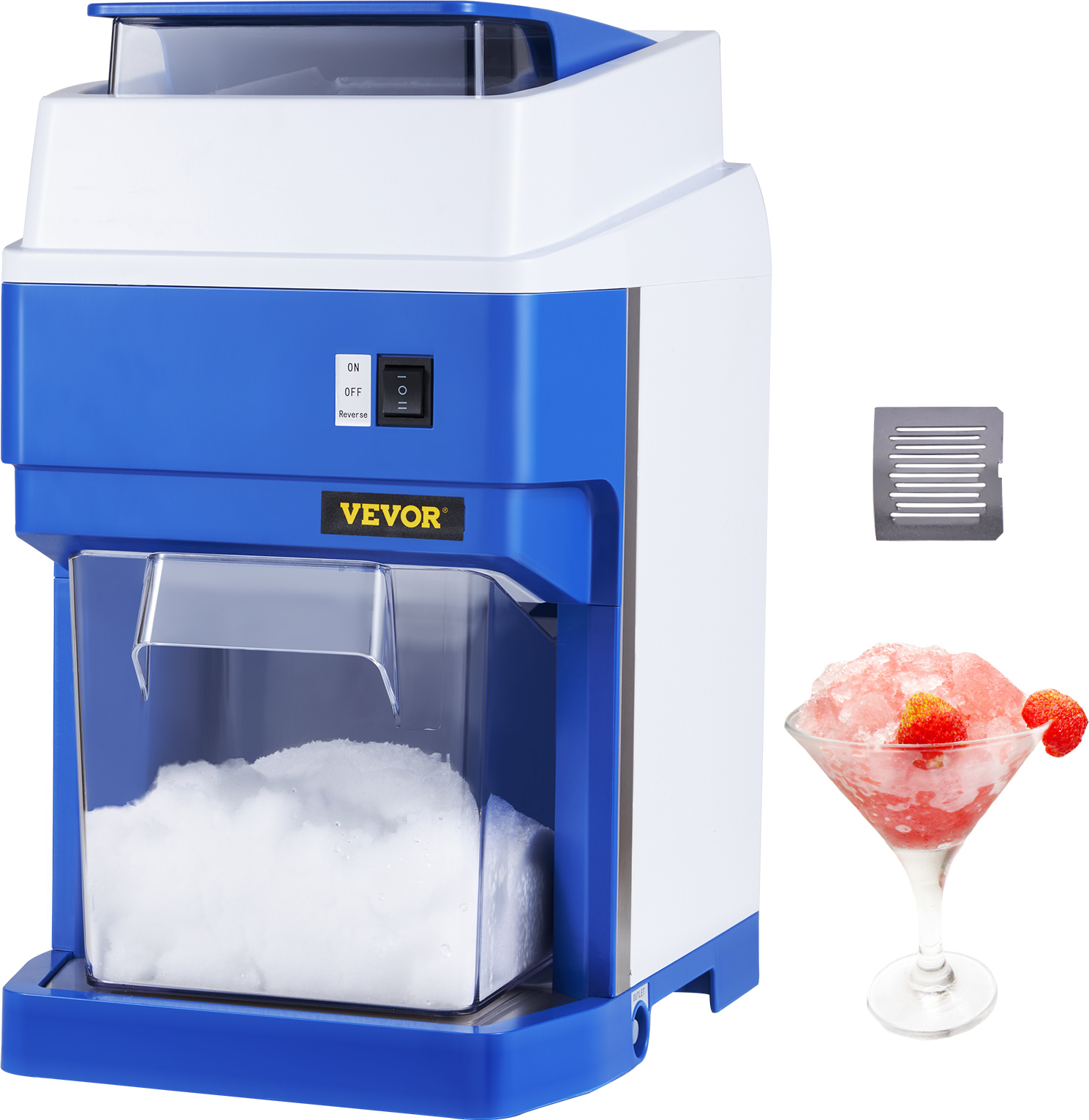 VEVOR Eiszerkleinerungsmaschine Eisrasiermaschine Eisrasierer 120 kg/h, ABS Eiszerkleinerungsrasierer 650 W, 290x390x440 mm Energieeinsparung Hersteller mit Kunststoffschale & 4 Klingen BY-288G