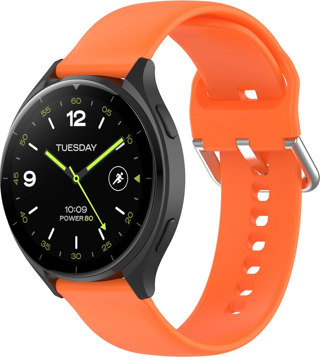 Pre Xiaomi Watch 2 Vysokokvalitný silikónový jednofarebný remienok Kovová pracka Hodinky Náhradný pásik na ruku Veľkosť L Oranžová