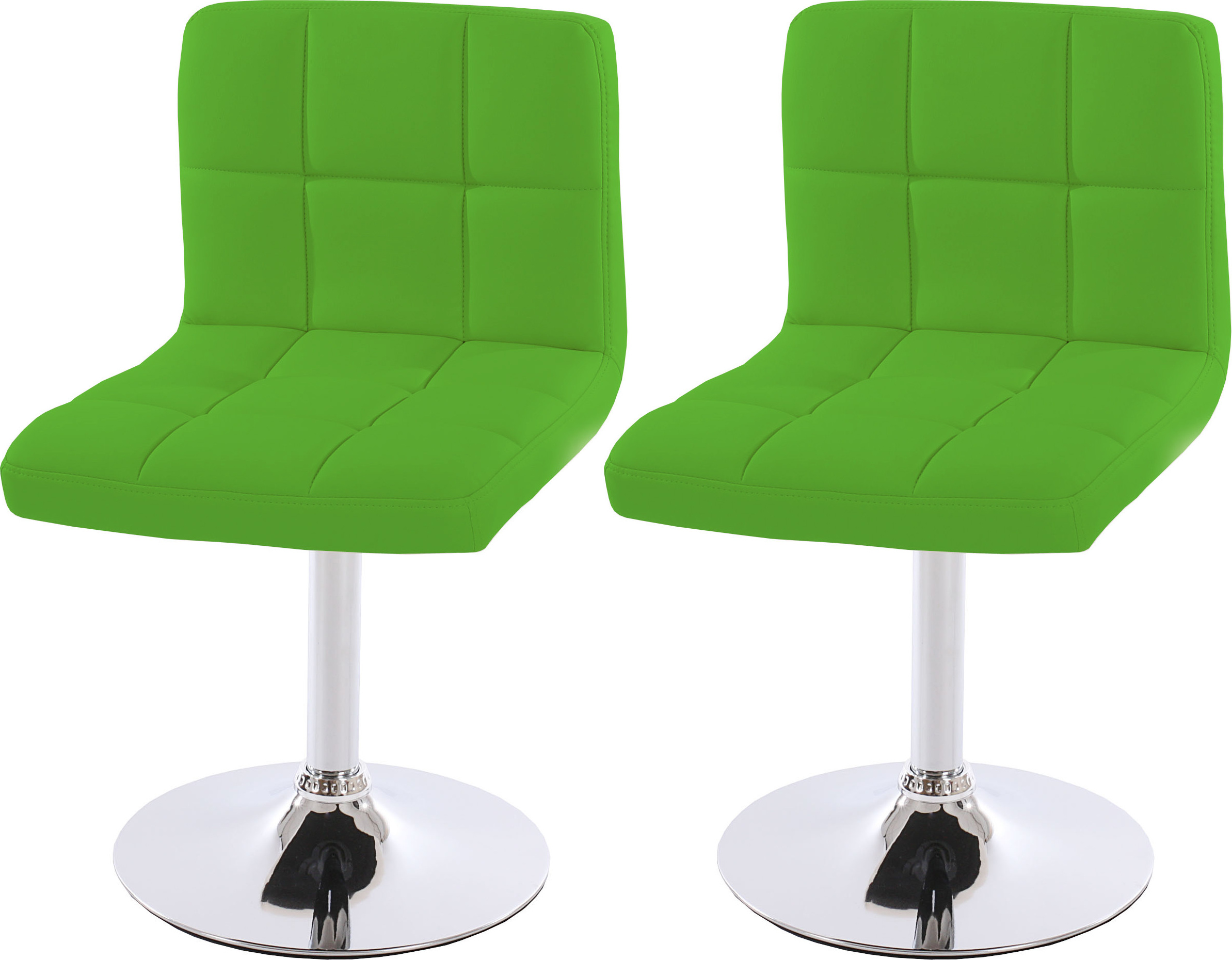 sada 2 jedálenských stoličiek Otočná stolička Kavala Faux Leather Chrome ~ zelená