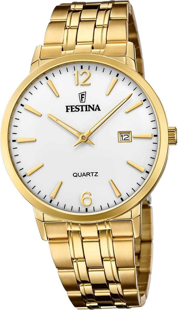 Festina Nerezová oceľ Elegantné pánske hodinky F20513/2 Remienok hodinky zlaté Classic D2UF20513/2