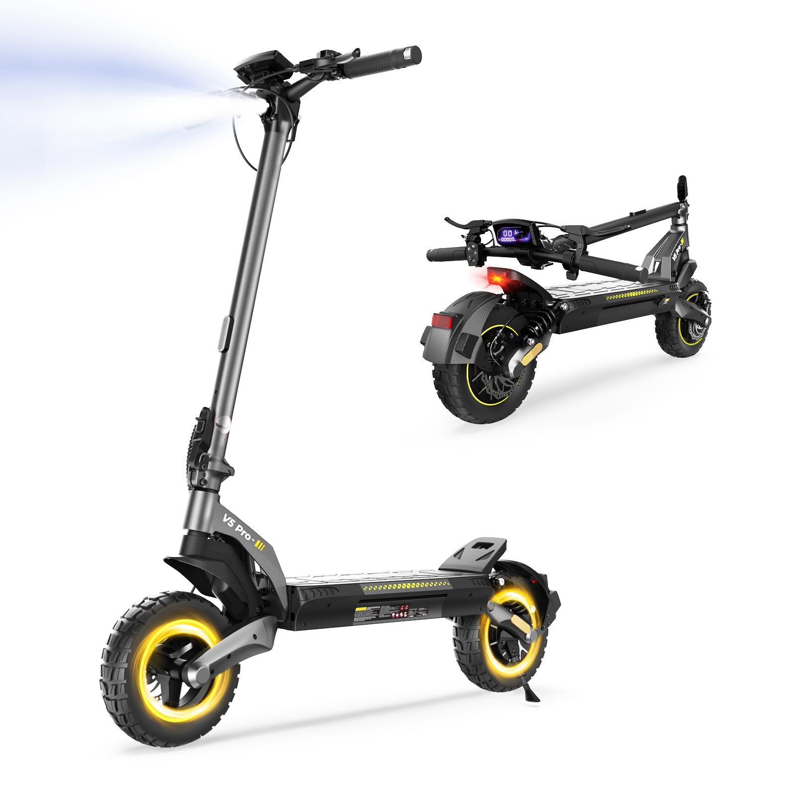 iScooter E-Scooter V5 Pro Elektroroller mit ABE-, 48 V, 12,5 Ah 10-Zoll-Offroad-Schlauchlosreifen, Reichweite 50–60 km