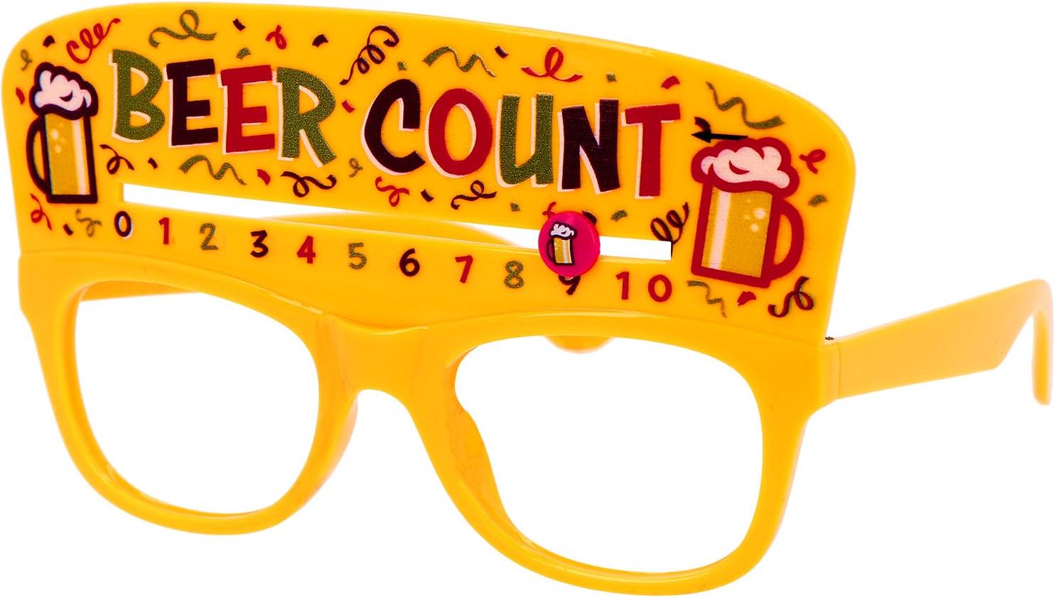 Folat 24085 Partybrille - Bierzähler - Beer Count - Gelb - Festbrille, Mottoparty, Karneval, Bierfestbrille