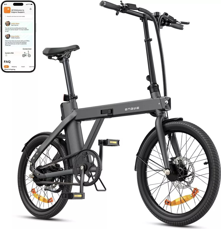 Skladací pánsky elektrobicykel s APP, 36V 9,6Ah batéria do 100 km, 250W motor max. 25 km/h, 42Nm senzor krútiaceho momentu a karbónový remeň, 3-rýchlostný PAS P20