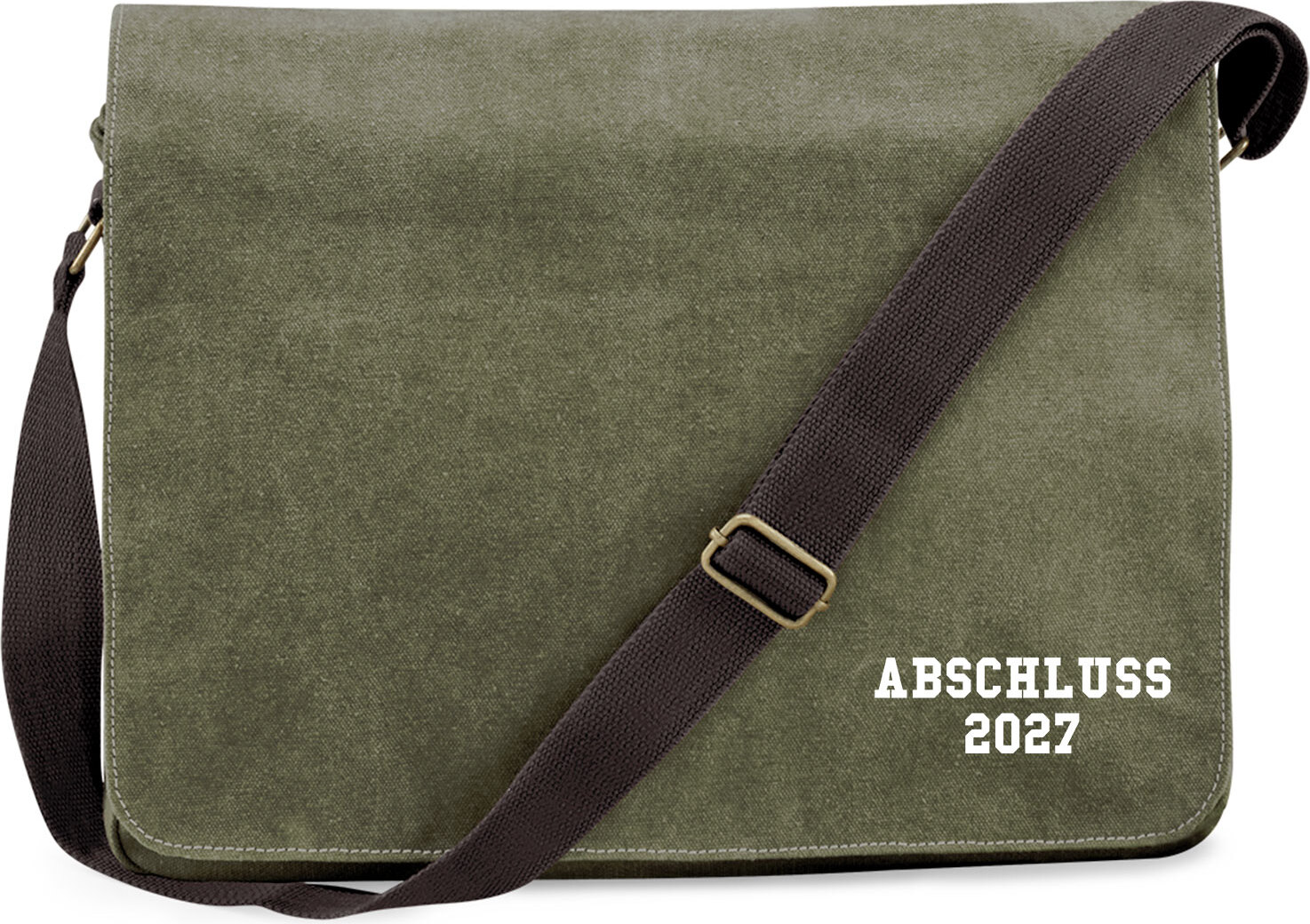 Hellweg Druckerei Huuraa Schultertasche Abschluss 2027 Schulabschluss Geschenk 14 Liter Military Green Canvas Abschluss 2027 Mitbringsel 3759CUT-VMIL