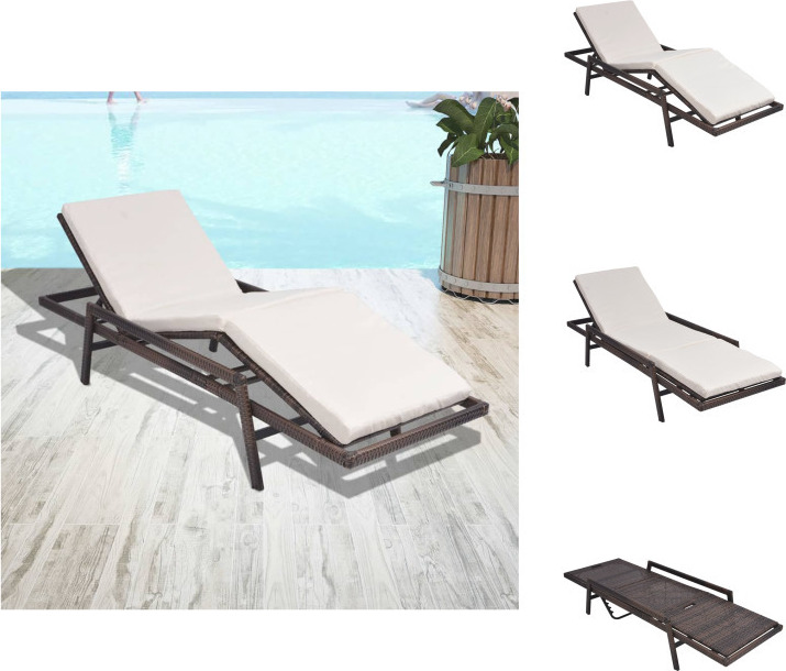 vidaXL Lehátko s vankúšom z polyratanu hnedé - Lehátka