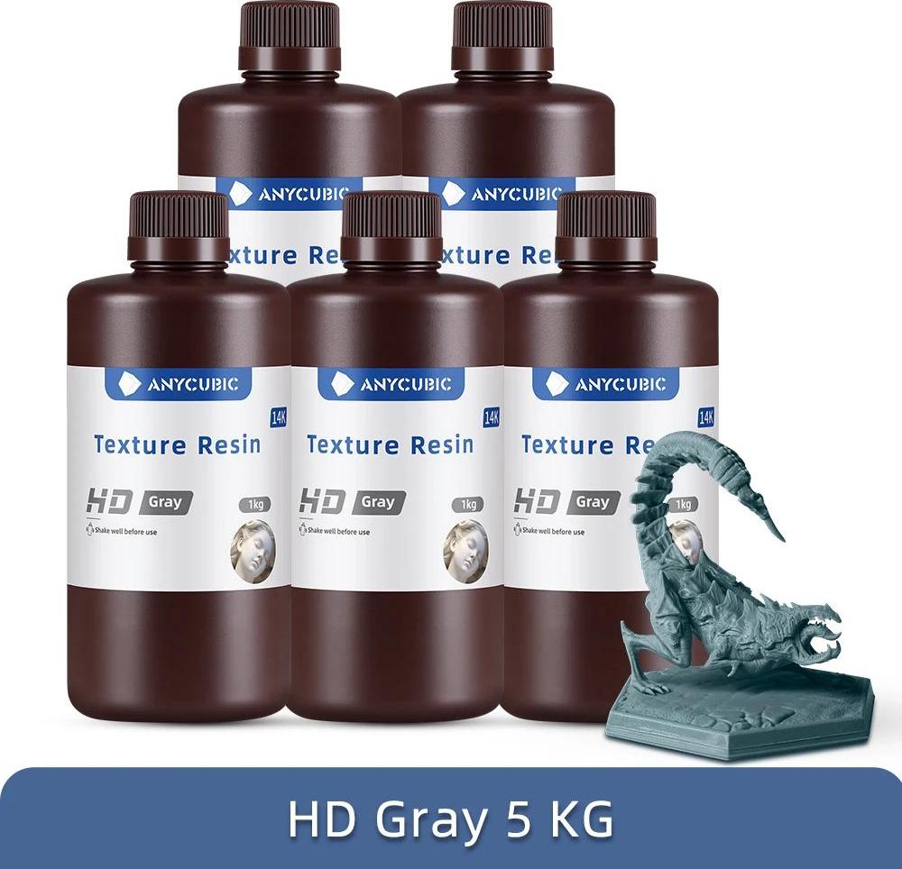 StarTech UV-Fotopolymerharz - 3D-Druckerharz 405 nm - DLP-kompatibel - Flüssig - Hohe Detailgenauigkeit - Matte Oberfläche - HD-Grau 5 kg