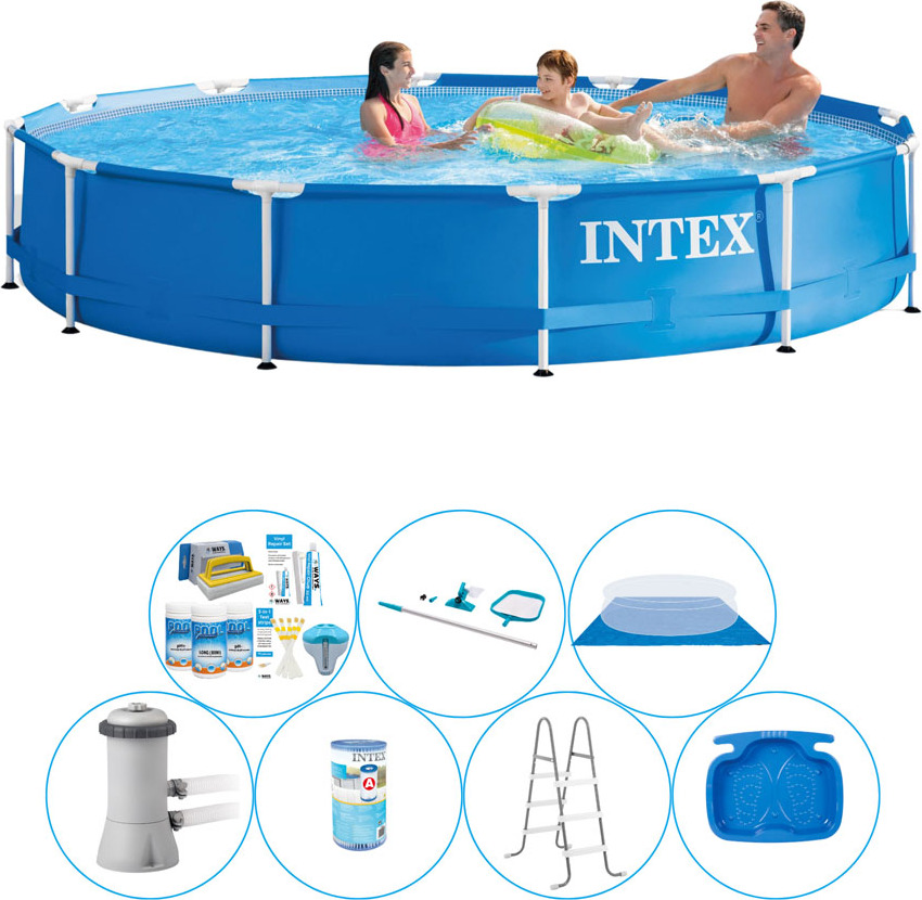 Intex kovový rám okrúhly 366x76 cm - 8-dielny - balík bazénov
