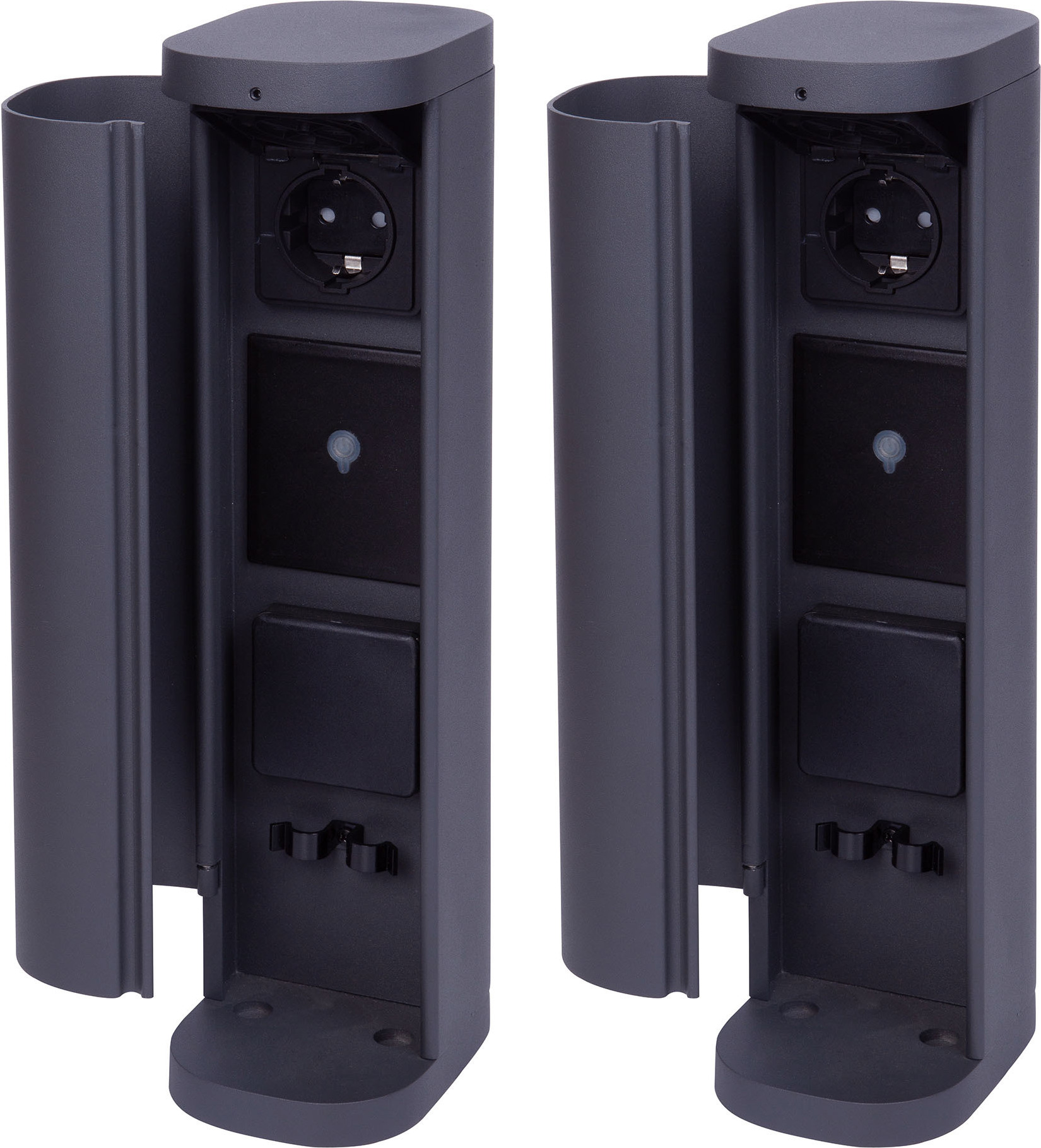 Novatool 2x Gartensteckdose Funk 3-fach Anthrazit SMART WIFI APP IP44 Steckdose rund Aussen Gartensteckdose Outdoor Steckdosesäule Garten Steckdosenturm (Elektro)