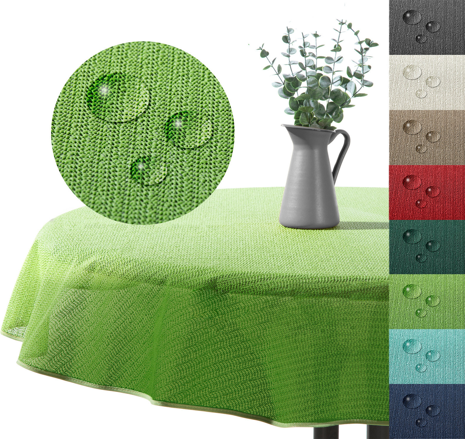 Outdoor Tischdecke Rund 160 Cm - Wetterfest & Rutschfest Für Garten, Balkon Und Camping In Lemon