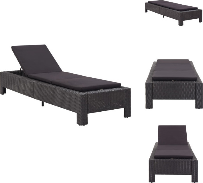 vidaXL Lehátko s vankúšom z čierneho polyratanu - Lehátka