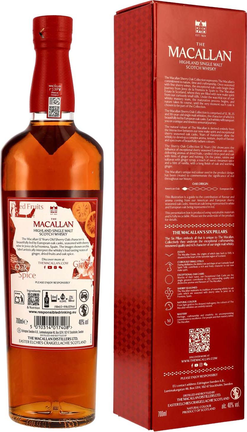 The Macallan 12 Años Sherry Oak Whisky Schottland 70.00 cl