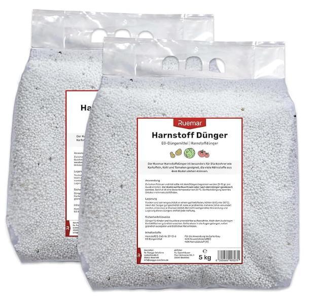 Ruemar 10 kg (2x5kg) Harnstoff Dünger Stickstoff für Nutzpflanzen Rasen Garten