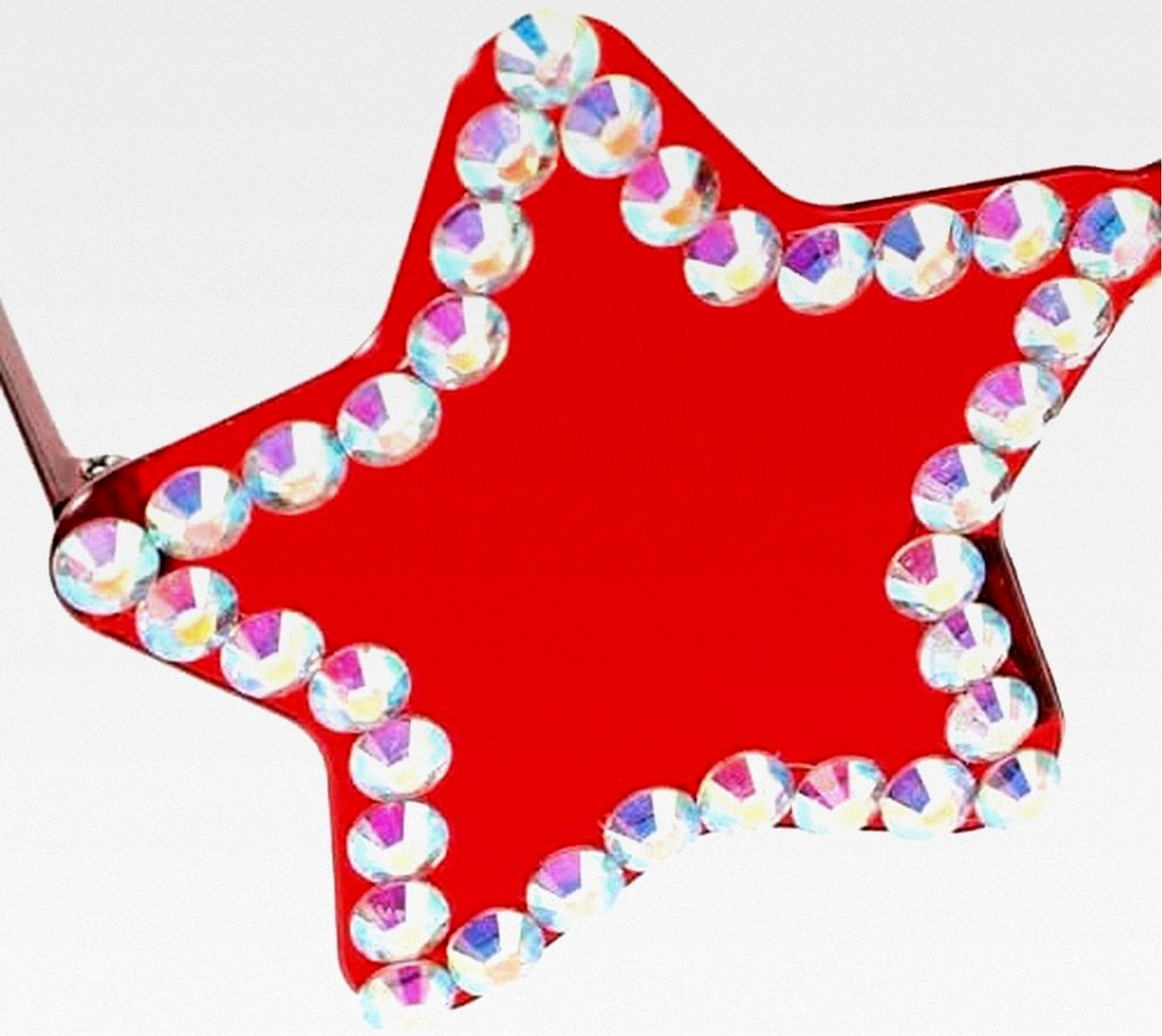 Markenlos Rahmenlose Sonnenbrille in Rot mit Strass für Damen und Herren bei Outdoor-Veranstaltungen