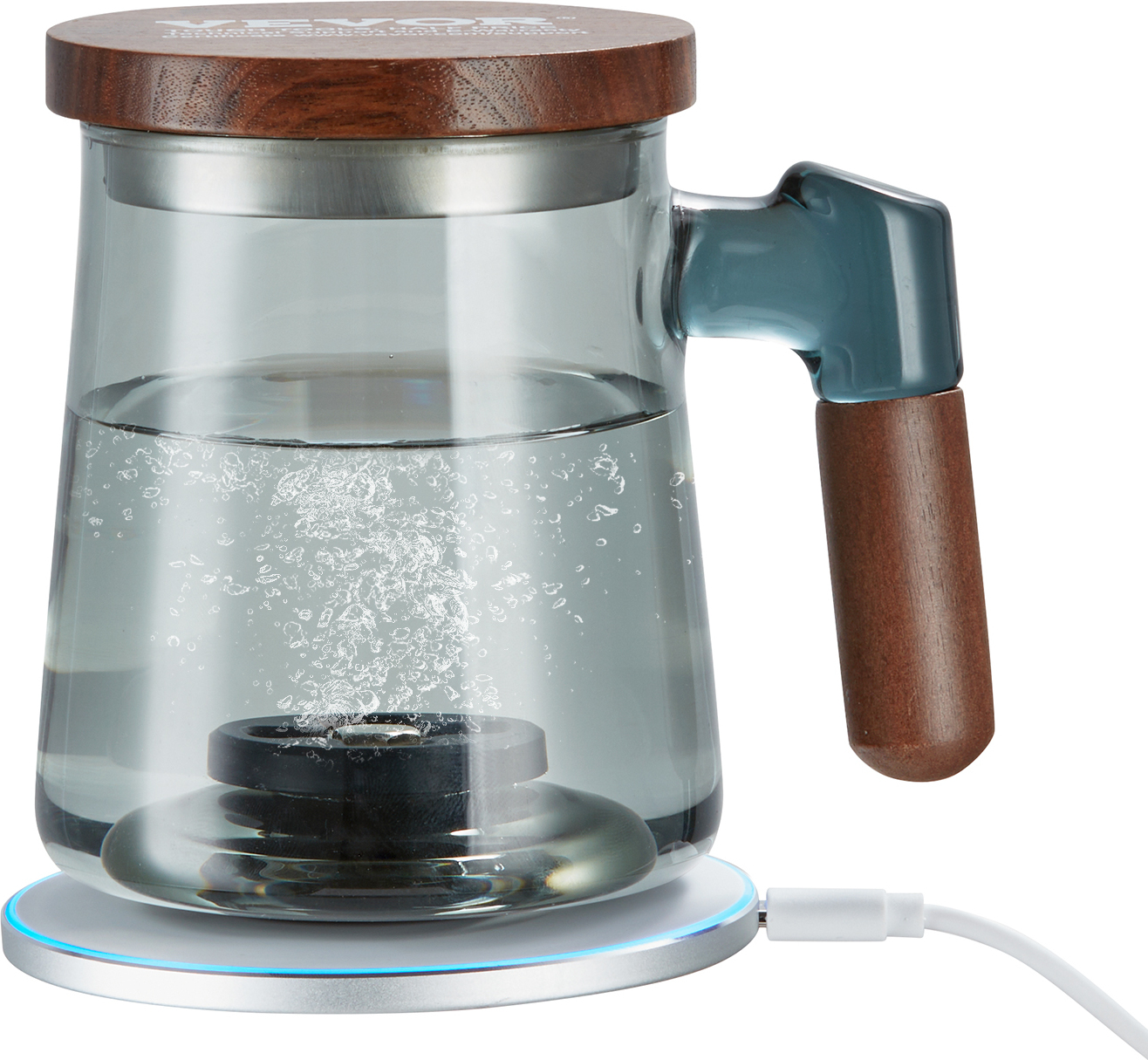 VEVOR Wasserstoff-Wasserbecher, 400 ml Wasserstoffgenerator, Tragbare Wasserstoff-Wasserionisierungsmaschine mit SPE-Technologie & Kabelloser Ladestation, Wasserstoffreiche Wasserflasche EHM-H6