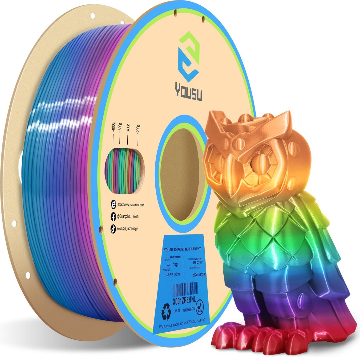 Sonstige Vorlage YOUSU 3D Drucker Filament Farbverlauf Regenbogen Mehrfarbig 1.75mm 1kg