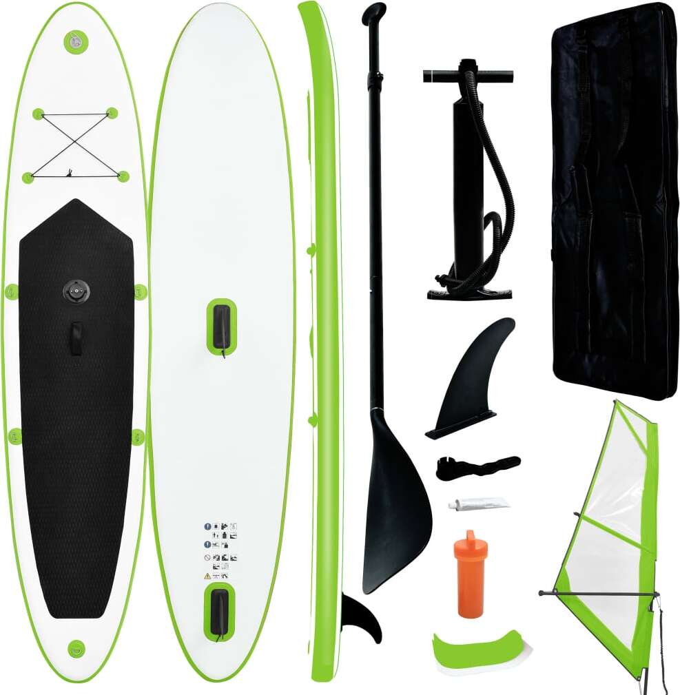 Nafukovací set Prolenta Premium Stand-Up Paddleboard s plachtou Zelená a biela