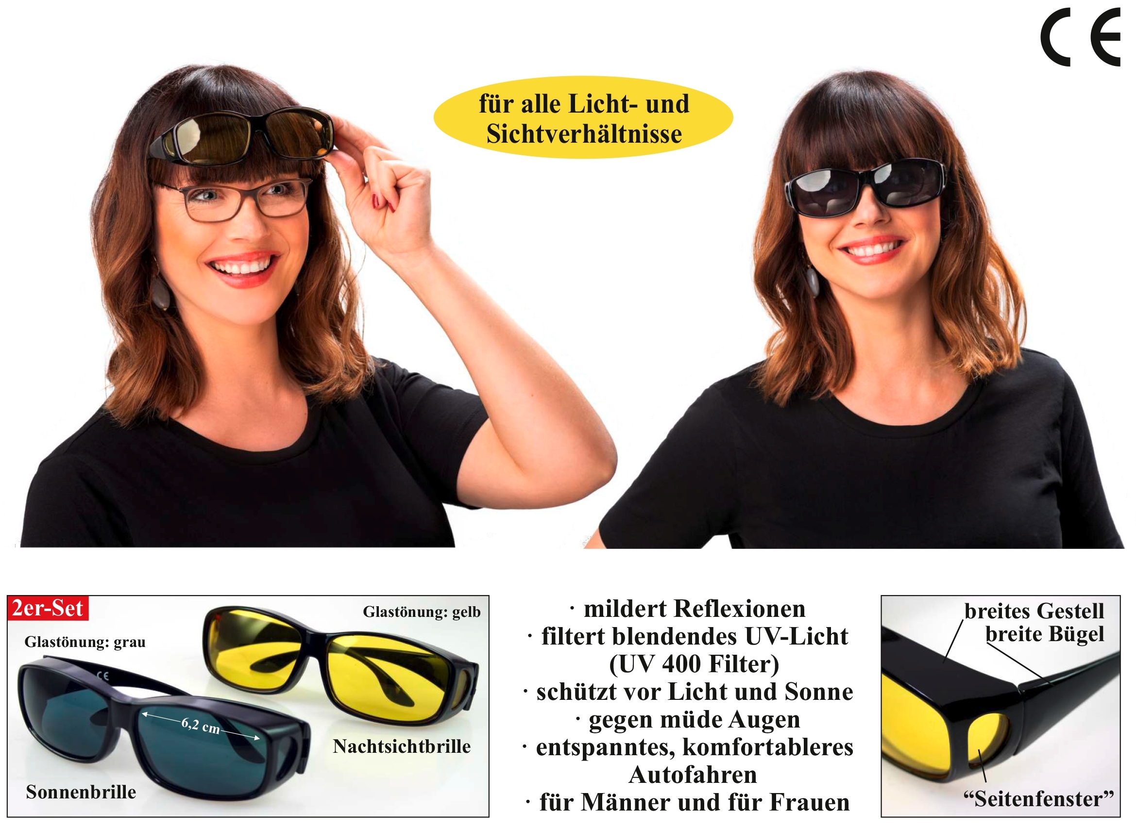 Maximex Tag- und Nacht-Überbrille, 2er-Set