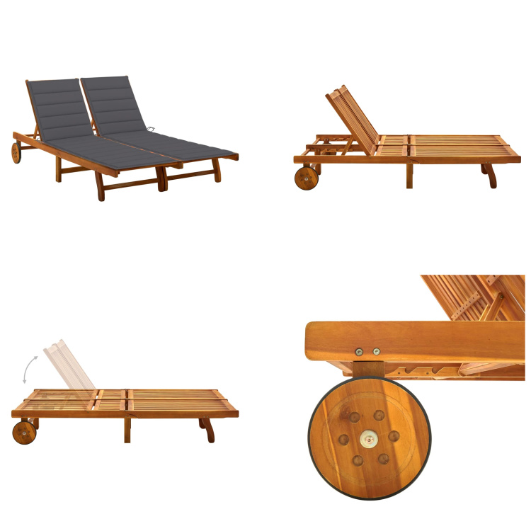 vidaXL Lehátko pre 2 osoby s vankúšmi z agátového masívu - Lehátko - Lehátka - Drevené ležadlo - Drevené ležadlá