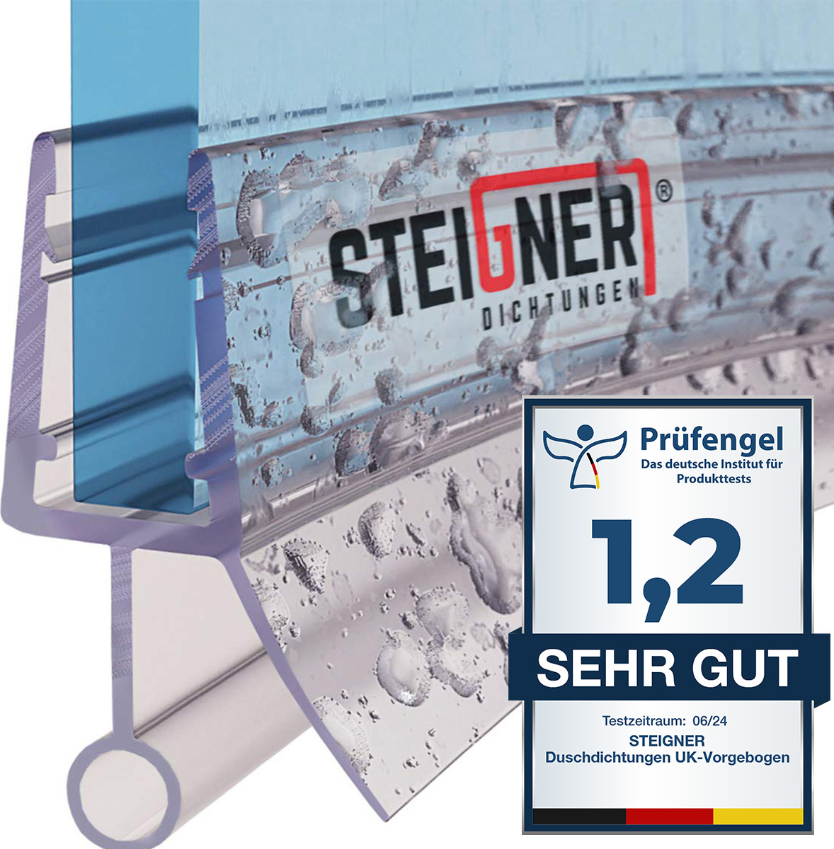 STEIGNER Duschdichtung, 30cm, Glasstärke 3,5/4/ 5 mm, Vorgebogene PVC Ersatzdichtung für Runddusche, UK18 44583378