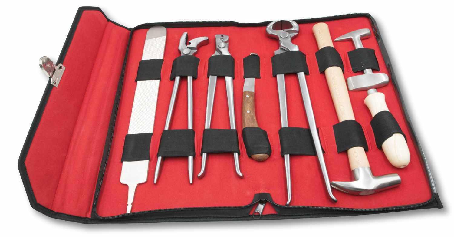 AMKA Hufbeschlag Tasche Werkzeug für Hufschmiede 9teiliges Set Hufschmied Hufpflege Werkzeuge 041462