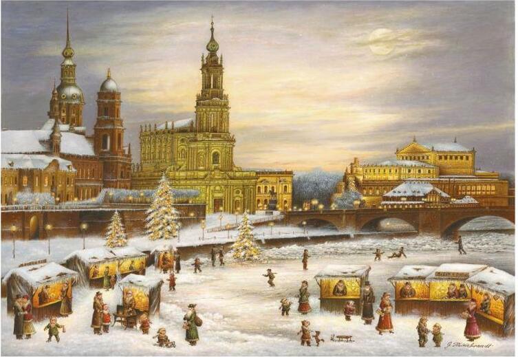 Olewinski & Tochter Adventskalender "Dresden Hofkirche" mit historischem Panorama