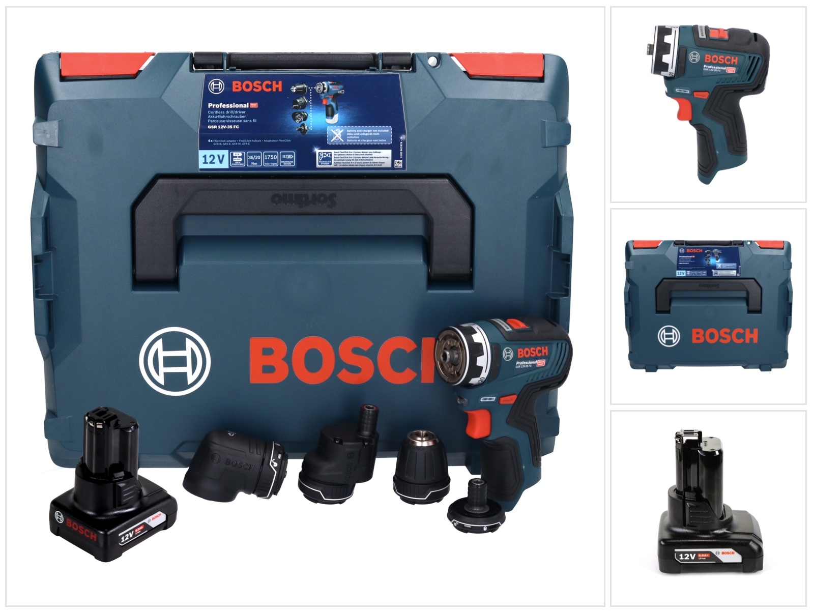 Bosch GSR 12V-35 FC Profesionálny akumulátorový vŕtací skrutkovač 12 V 35 Nm bez kefiek + 1x akumulátor 6,0 Ah + L-Boxx - bez nabíjačky