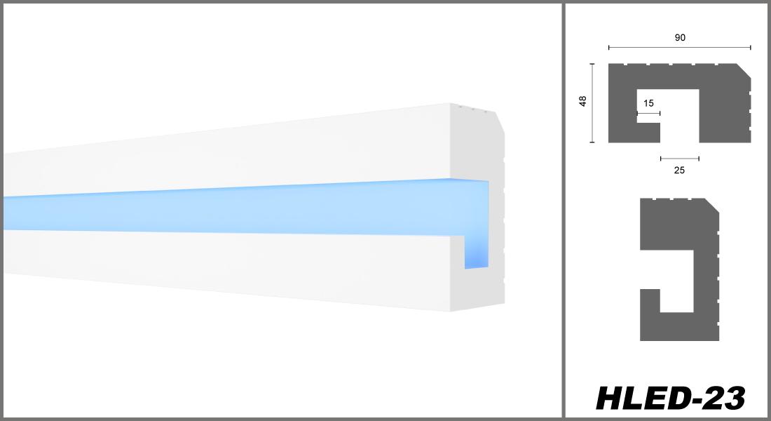 HEXIMO LED-Schattenfugenprofil Stuckleisten, indirekte Beleuchtung XPS Styropor-Trockenbaudecken-Schattenfugenprofil Trockenbau-Schattenfuge (Muster HLED 23) 95850