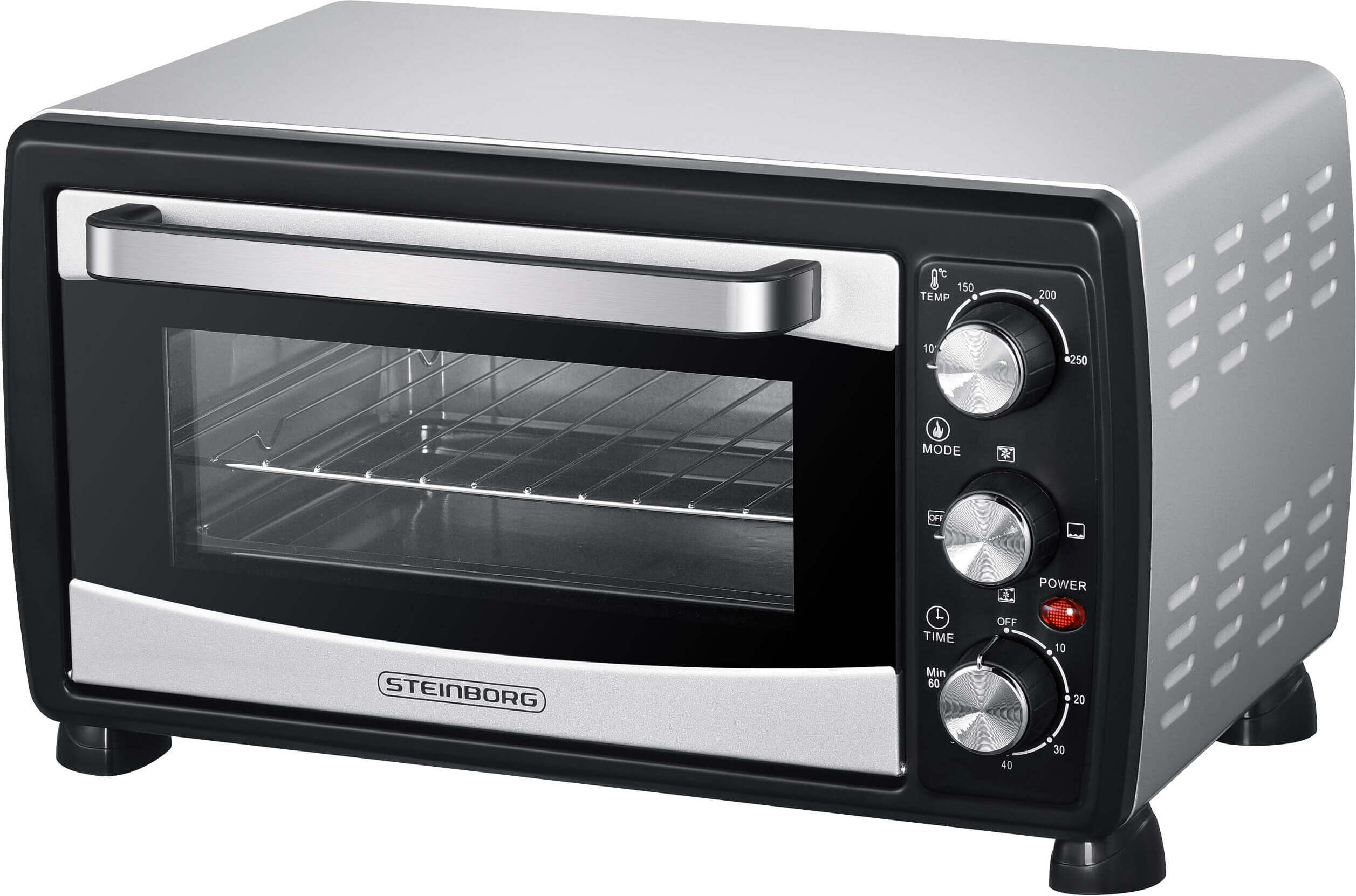 Steinborg Minibackofen 20 Liter | Backofen mit Umluft | Pizzaofen | Minibackofen | 3 in 1 Backofen | SB-3007