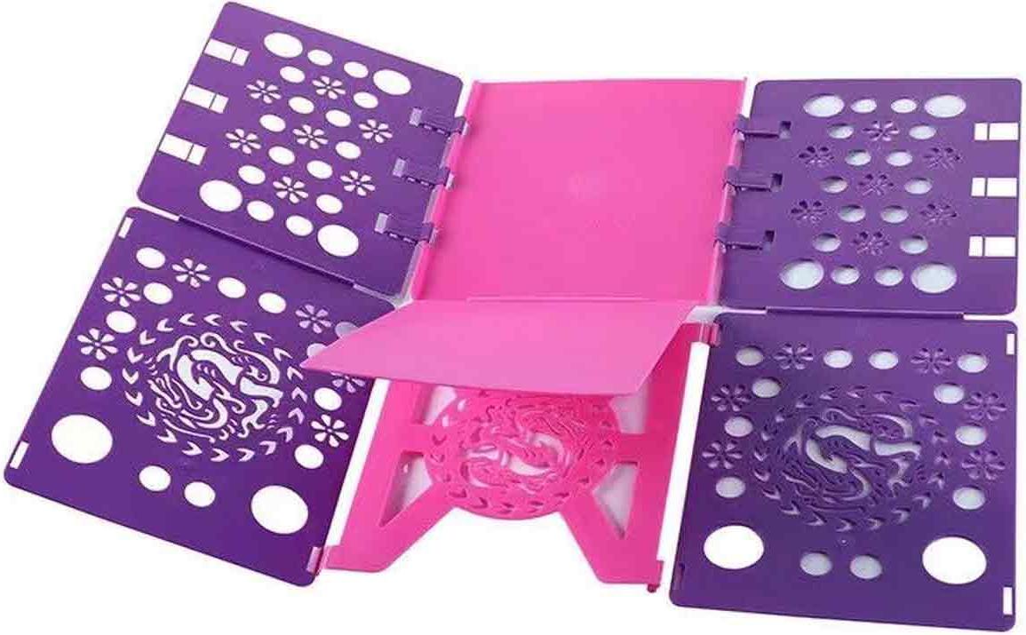 Mmgoqqt Wäschefaltbrett - Wäscheordner für Kinder und Erwachsene, Kleidung, Hemden, T-Shirts, Tee-Shirts 58*68cm - Lila und Pink Kau-LA-26119-85
