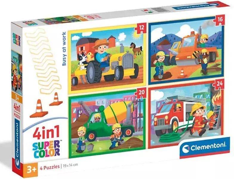 Fahrzeug Busy at Work Baufahrzeuge 4-in-1 Puzzle Clementoni 21741