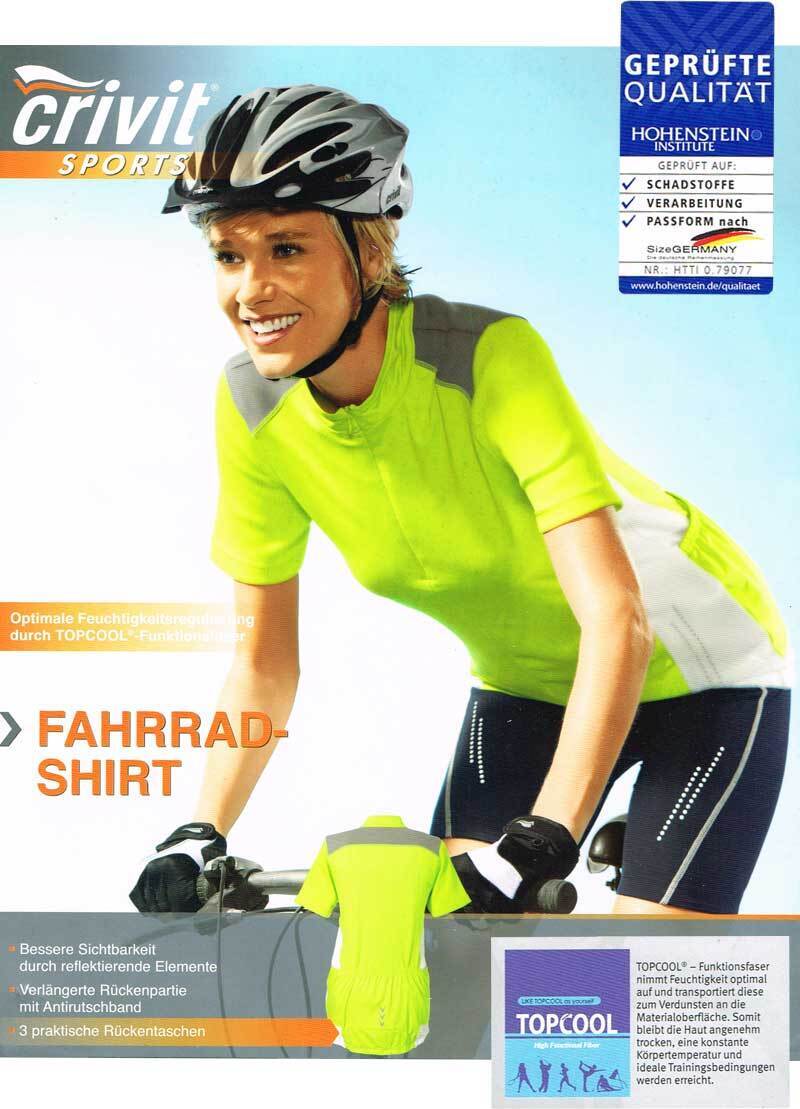 Juritex Import- Export GmbH Crivit Sports Damen Fahrrad Shirt 79077 Gelbgrün M [40/42]