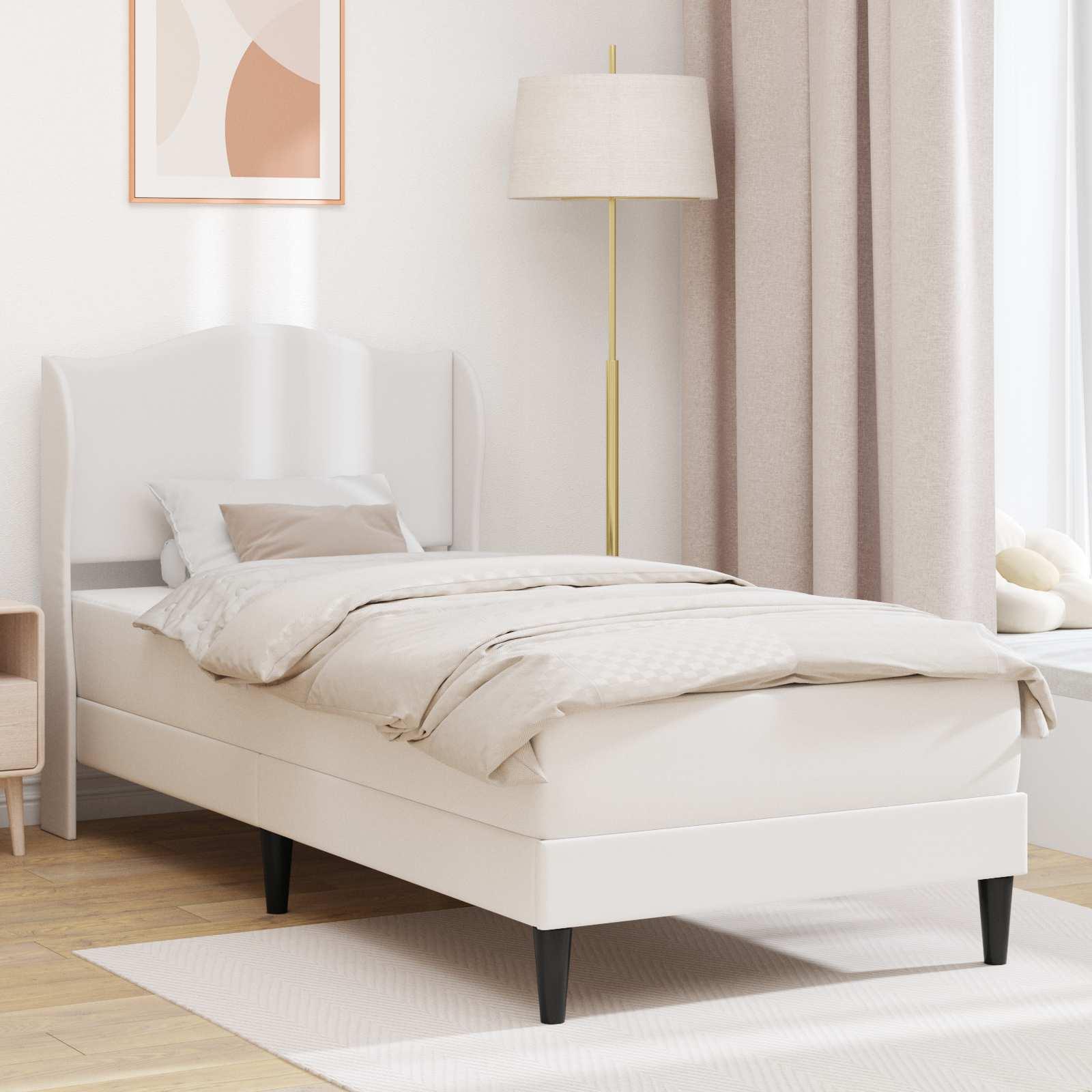 vidaXL Möbel Bettrahmen mit Kopfteil Weiß 100 x 200 cm KunstlederKlassische Betten - Klassische Betten c6909 LL0000496992-VDLL-NEW26522