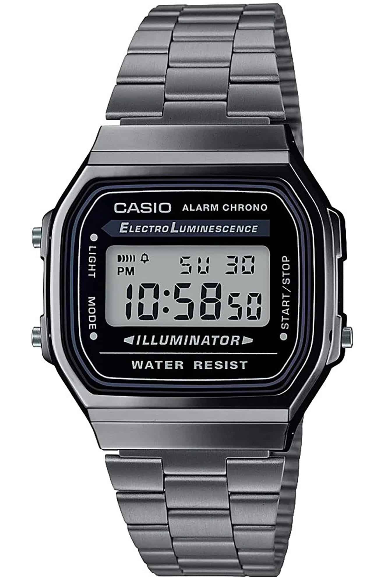 Armbanduhr CASIO Retro Vintage - A168WGG-1A Armbandfarbe: Schwarz LCD Zifferblatt Schwarz Uni A168WGG-1ADF