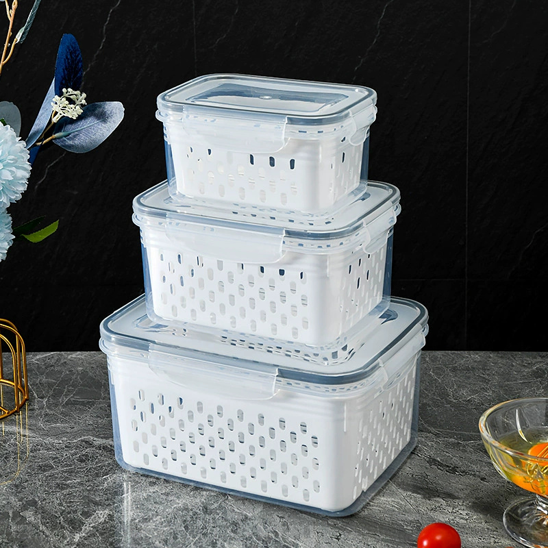 Novzep Frischhaltebox 3er Set,Salatschüssel,PP,850ml/1750ml/3300ml,Mit Deckel,-20-70°,Entleerbar KAUF-ALRI-KF1206-18