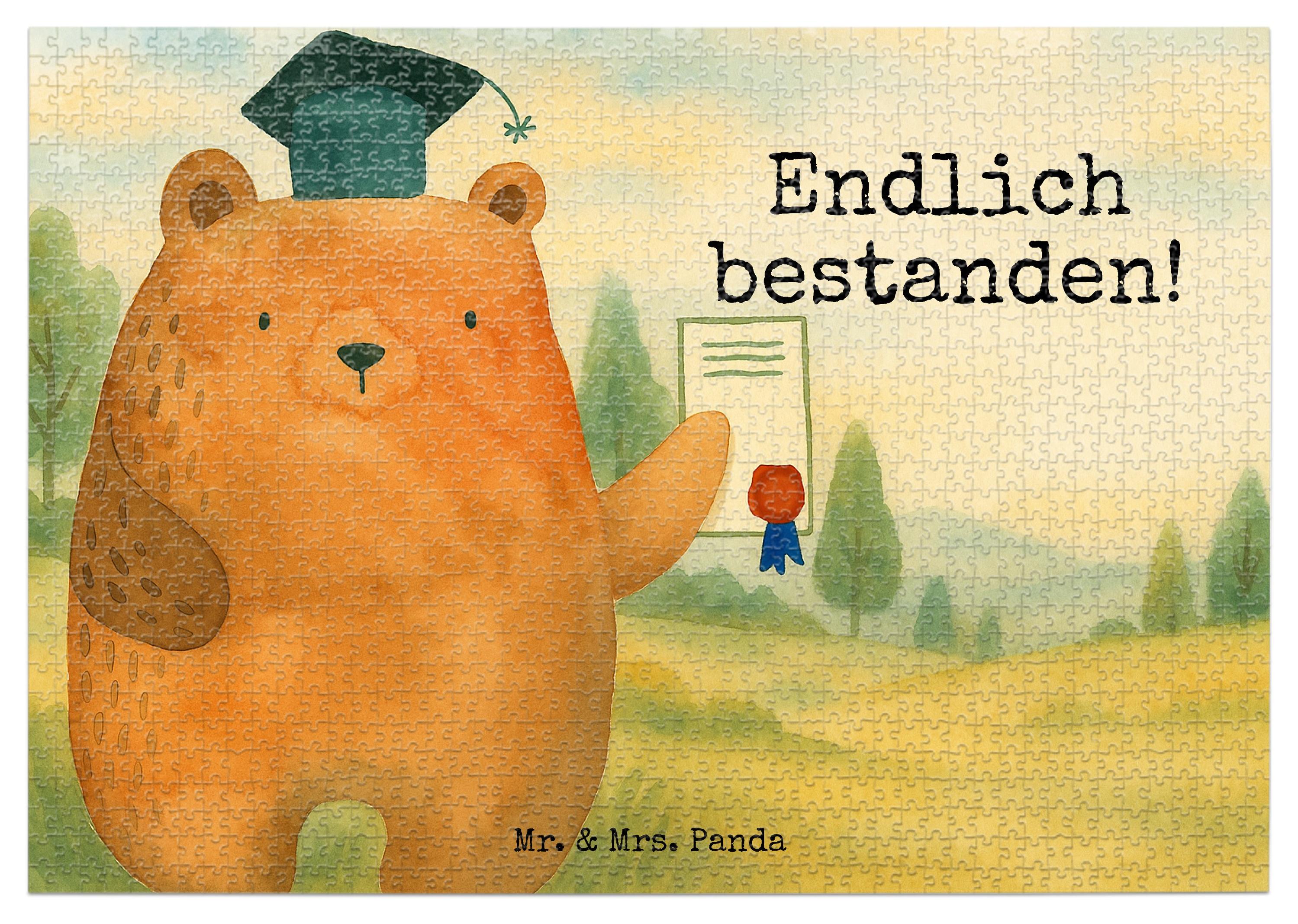 Mr. & Mrs. Panda Puzzle Bär Prüfung Design 1500 Teile - Weiß - Geschenk, Zeugnis, 500, Abschluss, 2000, 1000, Teddy, Prüfungen, Geduldspiel, Abitur, Bestanden PD-1941496-STANDARD