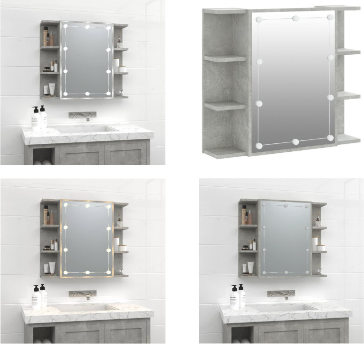 vidaXL Spiegelschrank mit LED Betongrau 70x16,5x60 cm - Spiegelschrank - Spiegelschränke - LED-Spiegelschrank - Spiegelschrank Bad HL808877