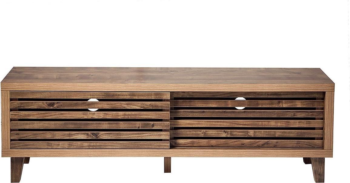 CALICOSY - TV-Möbel mit 2 Schiebetüren und lamellenförmigen Ausschnitten, L140 cm - LIAM 15878 / 133 ENS