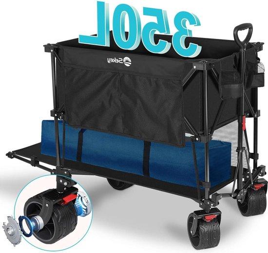 OEM Opvouwbare Transportkar 350L - Breitbandig - 150KG - Strandtransportkar - 4 Richtungen - Schwarz 2026