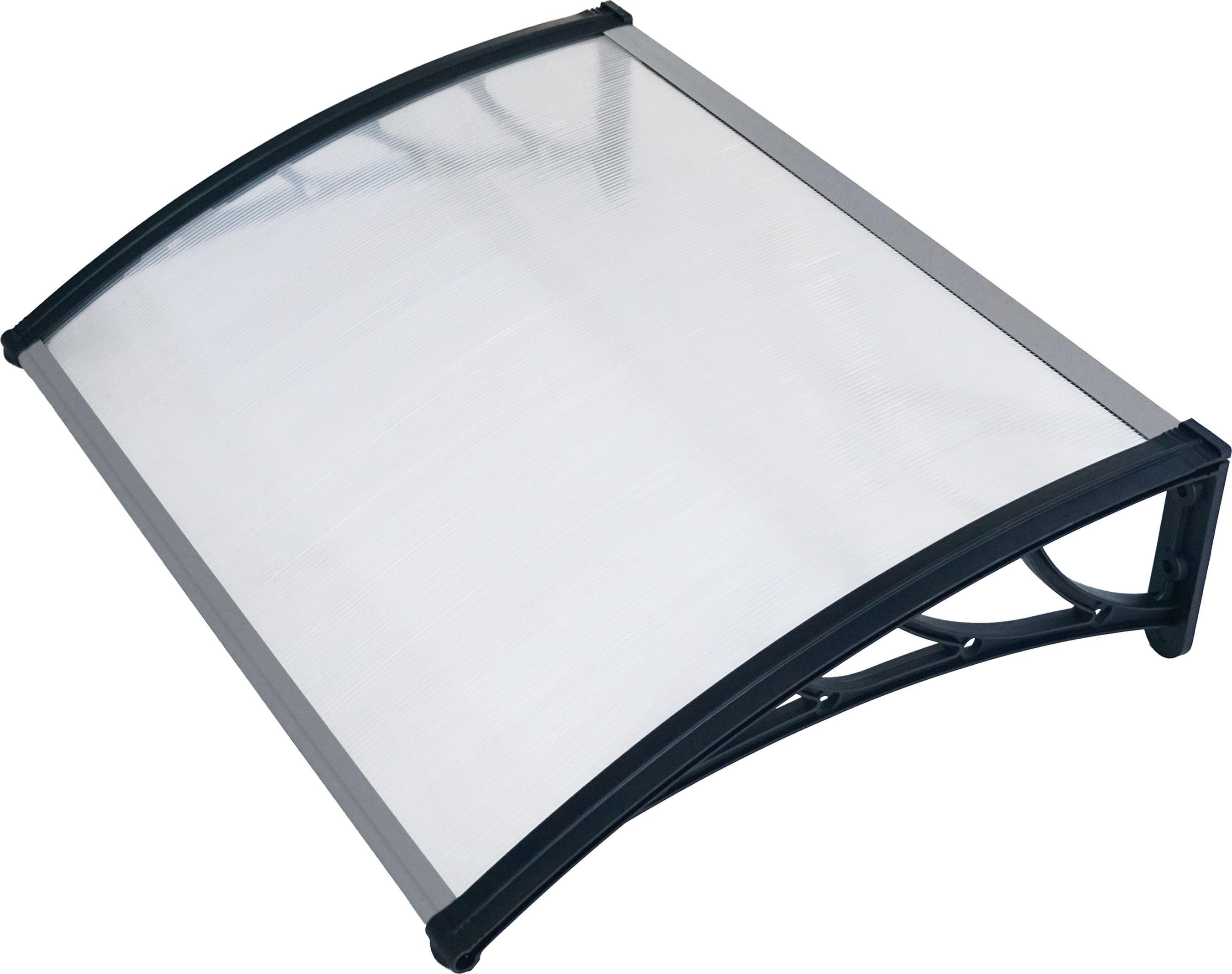 AXI Lux Vordach Haustür in Schwarz | Eingangsüberdachung Transparant / Überdachung für die Haustür | Türüberdachung aus Aluminium & Polycarbonat | 128 x 75 x 24 cm A096.001.00