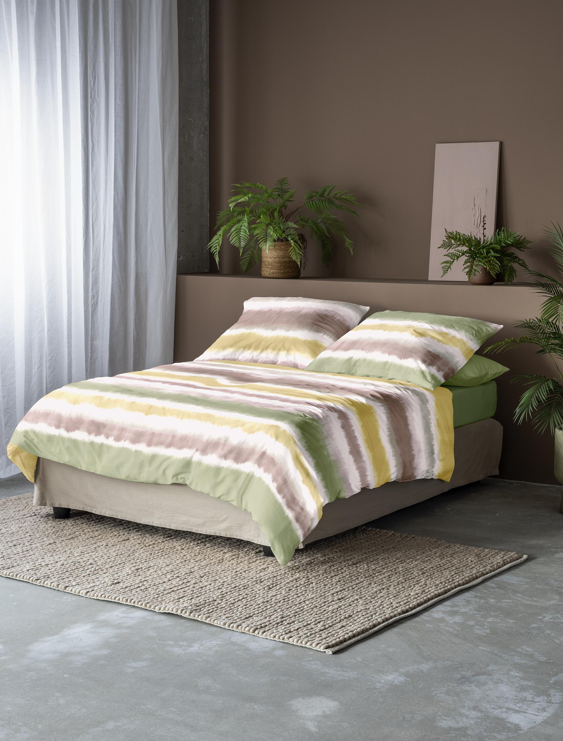 Irisette Mako-Satin Bettwäsche-Garnitur Sky 8527 Farbe gelb Größe 135x200+80x80cm
