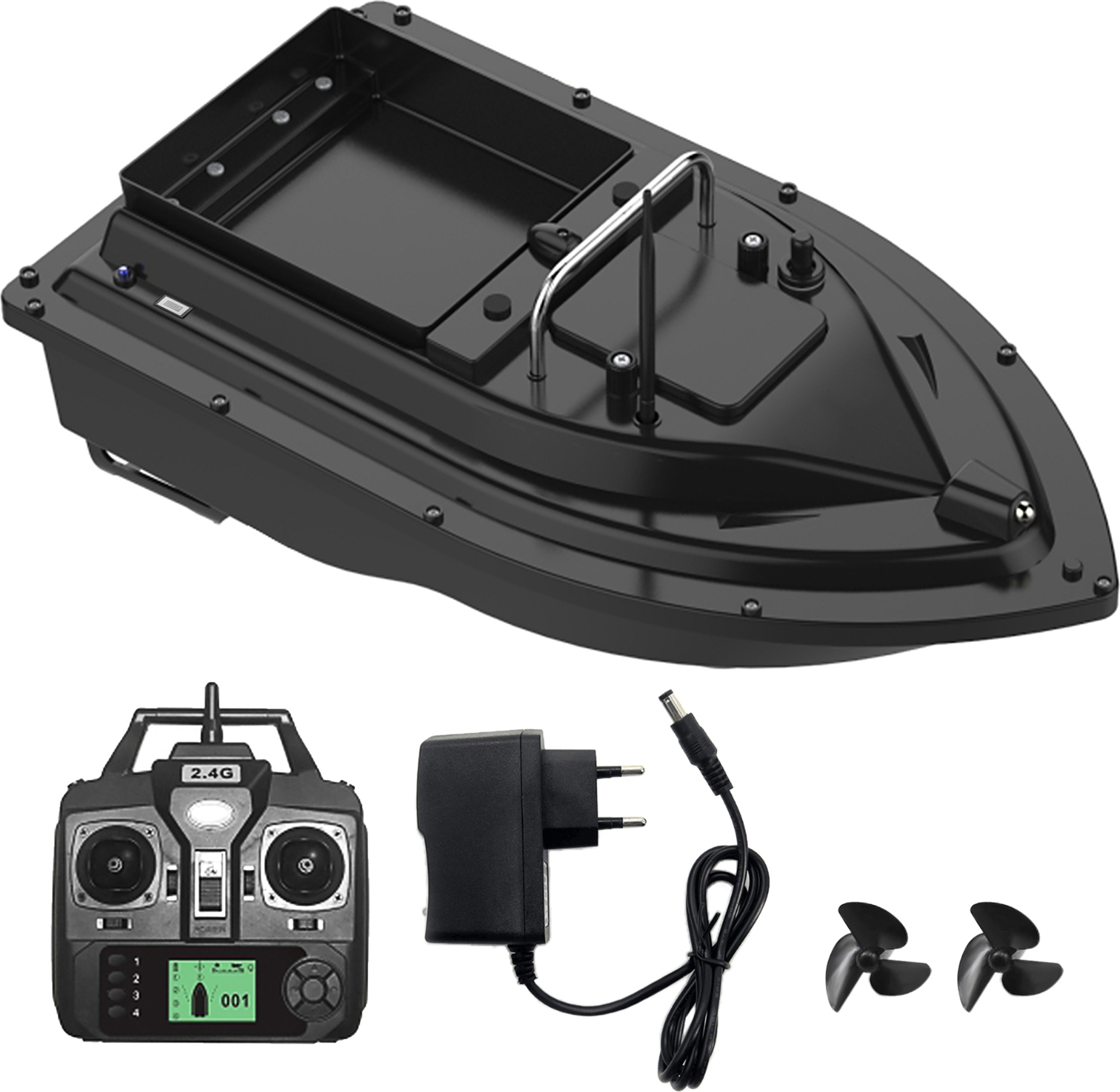 Lixada GPS Angelköderboot RC Boot 500 m Ferngesteuertes Köderboot 2 kg Last Dual Motor und Propeller 1 Stück 9600 mAh Akku mit 1 Ködertank Gutes Angelgeschenk für Männer, Schwarz